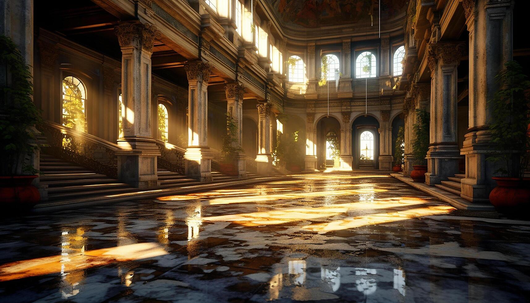 AI generated Ancient cathedral illuminates city with spirituality and architectural history generated by AI photo
