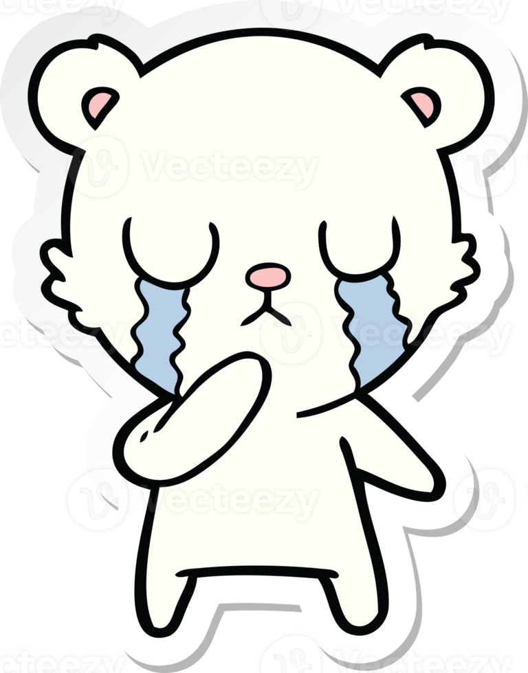 sticker of a crying polar bear cartoon png