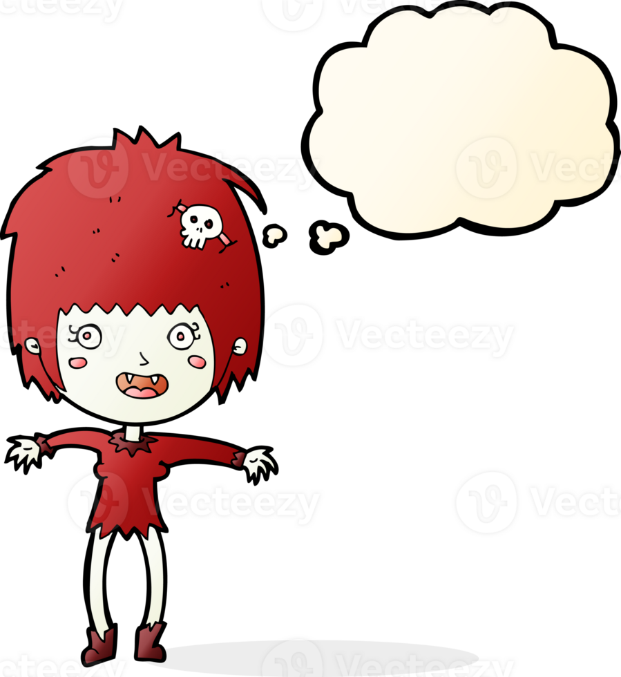 cartoon vampire girl with thought bubble png