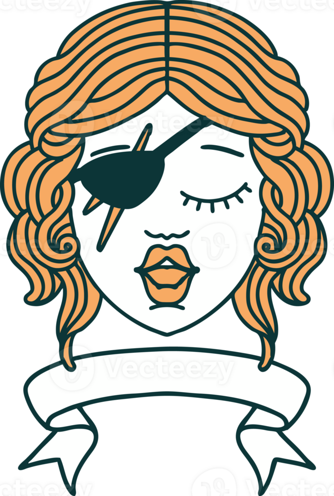 Retro Tattoo Style human rogue character with banner png
