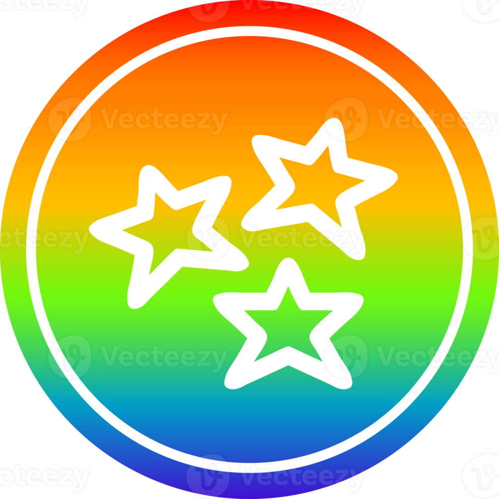 étoile formes circulaire icône avec arc en ciel pente terminer png