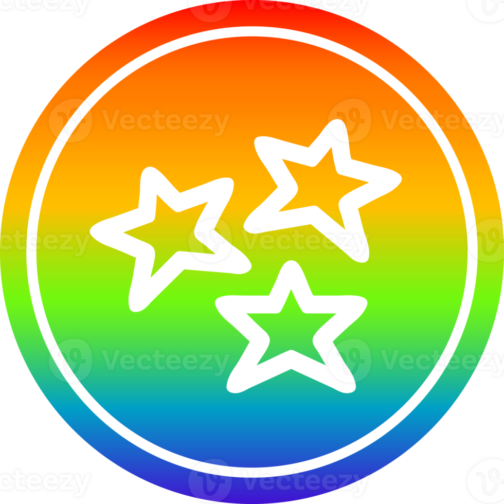 star shapes circular icon with rainbow gradient finish png