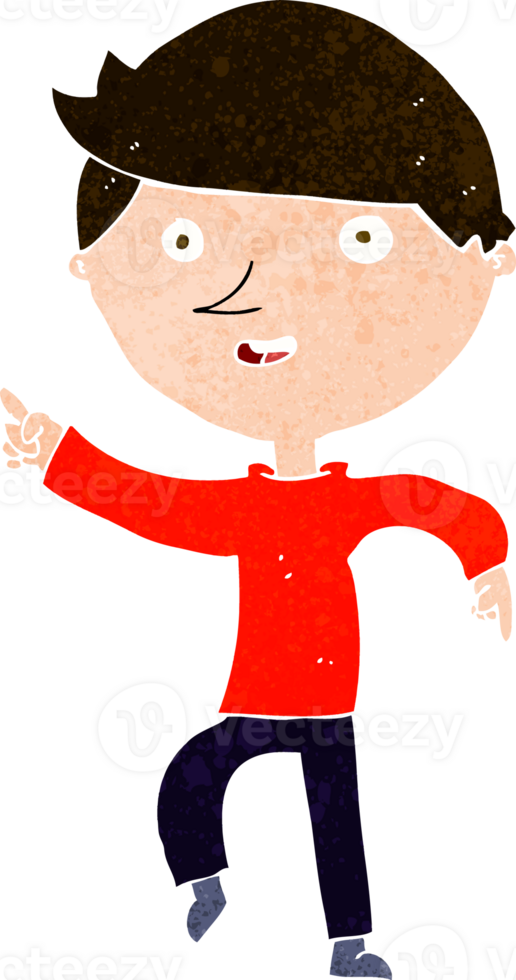 cartoon happy boy pointing png