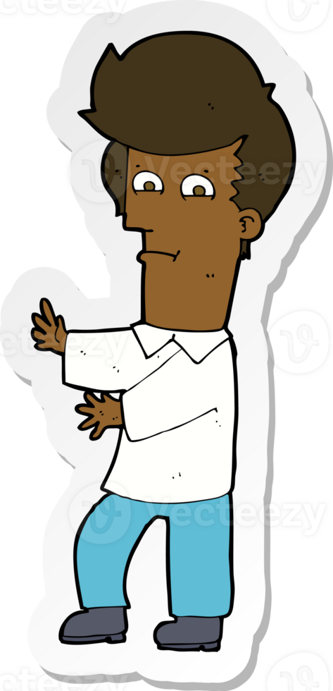 sticker of a cartoon man gesturing wildly png