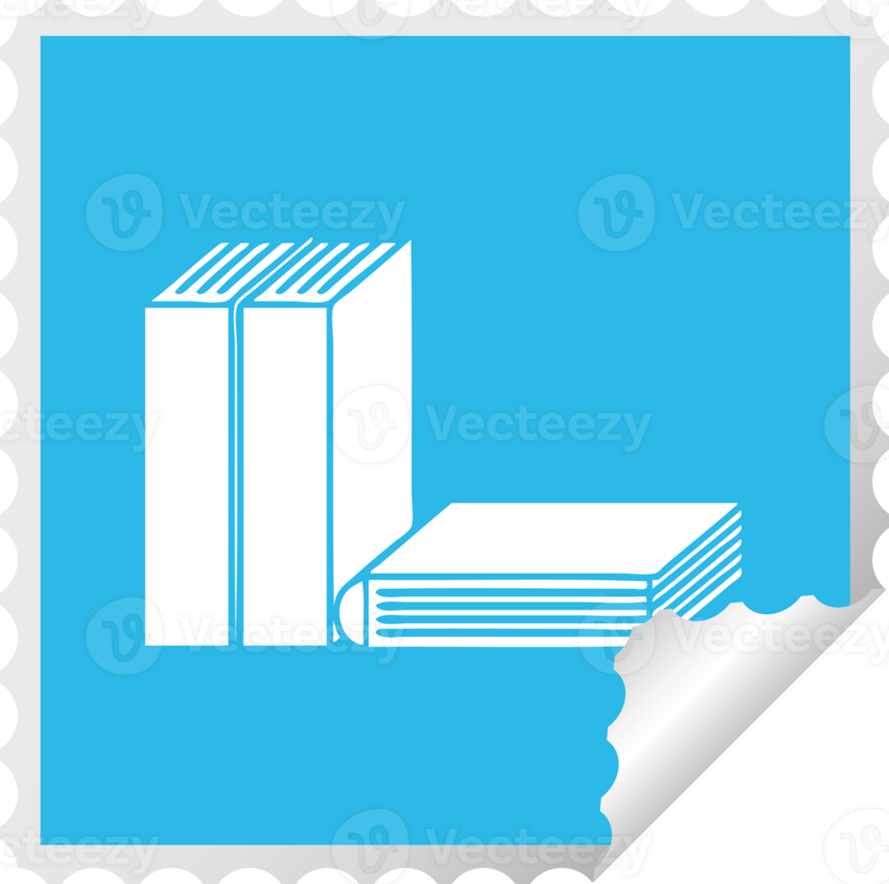 square peeling sticker cartoon of a of books png