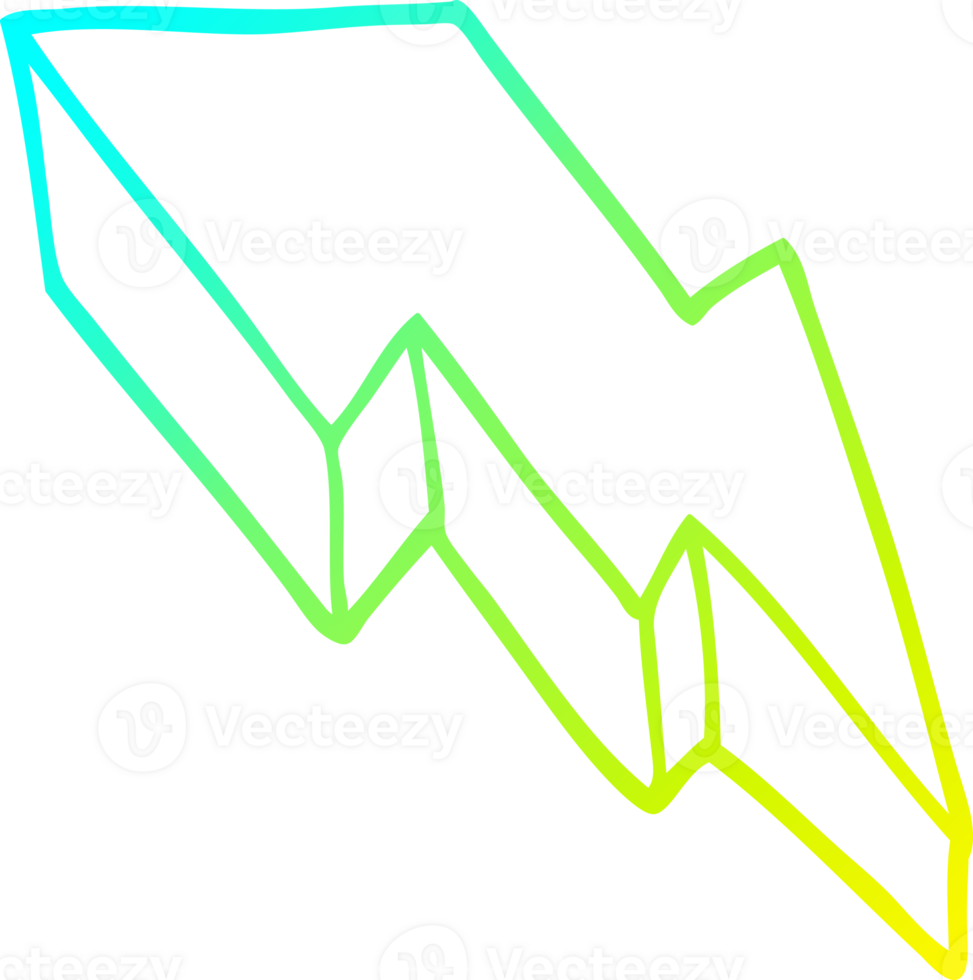 cold gradient line drawing of a cartoon decorative lightning bolt png