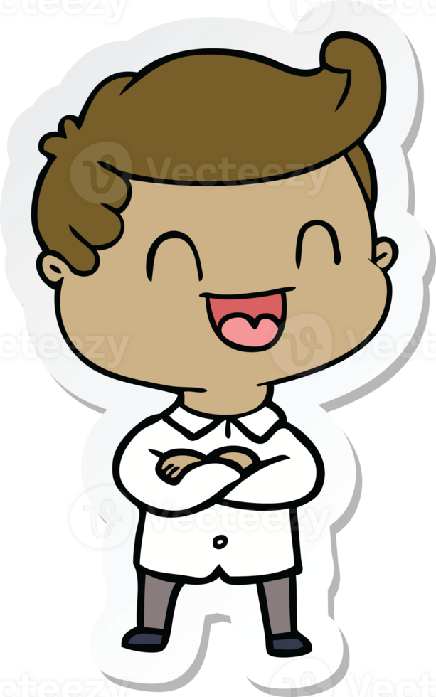 sticker of a cartoon happy man png