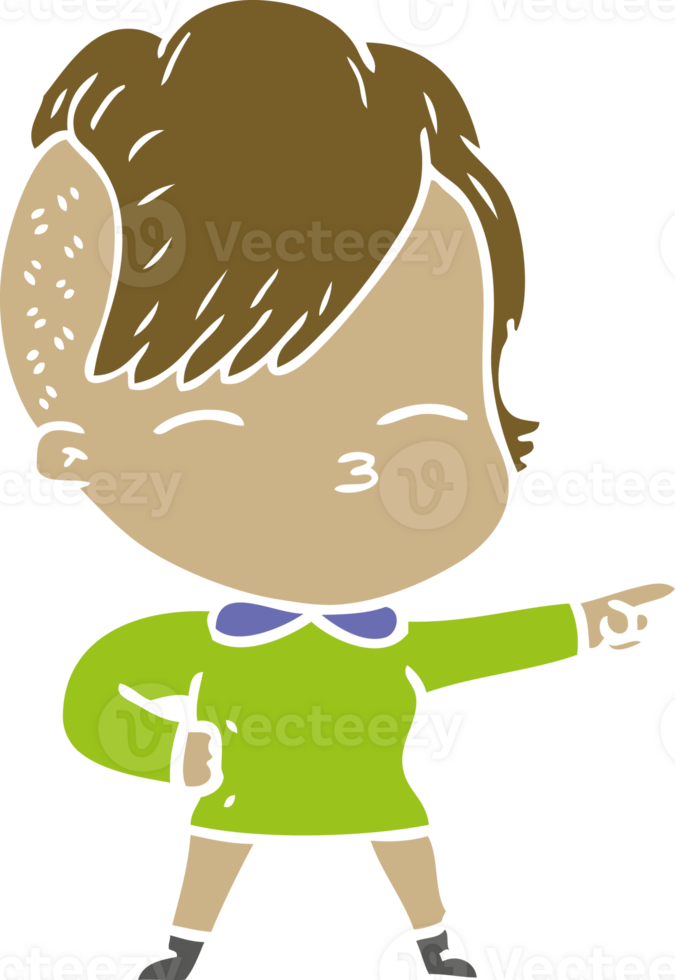 flat color style cartoon squinting girl png