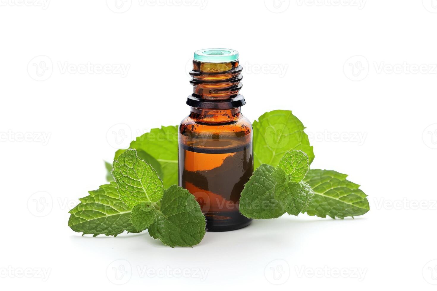 AI generated Aromatherapy Oasis, Rejuvenate with Mint Essential Oil, isolated on white photo