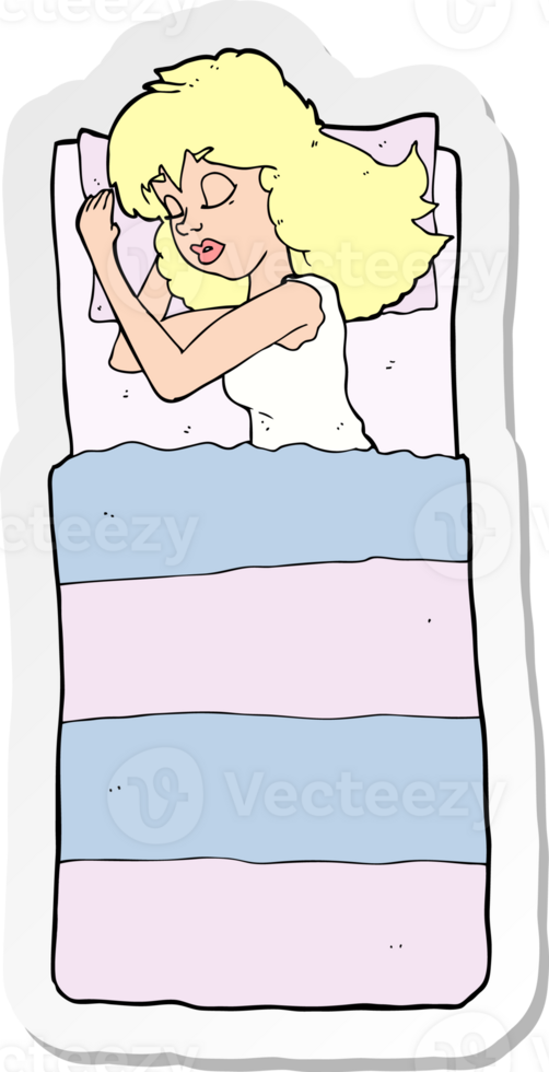 sticker of a cartoon sleeping woman png