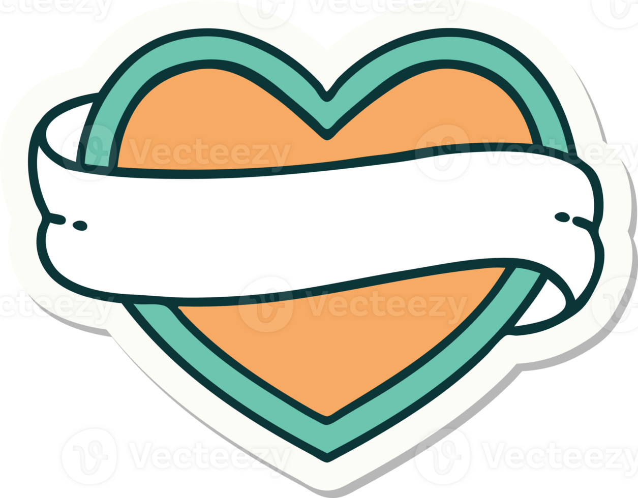 sticker of tattoo in traditional style of a heart and banner png