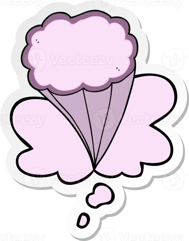cartoon decorative cloud with thought bubble as a printed sticker png