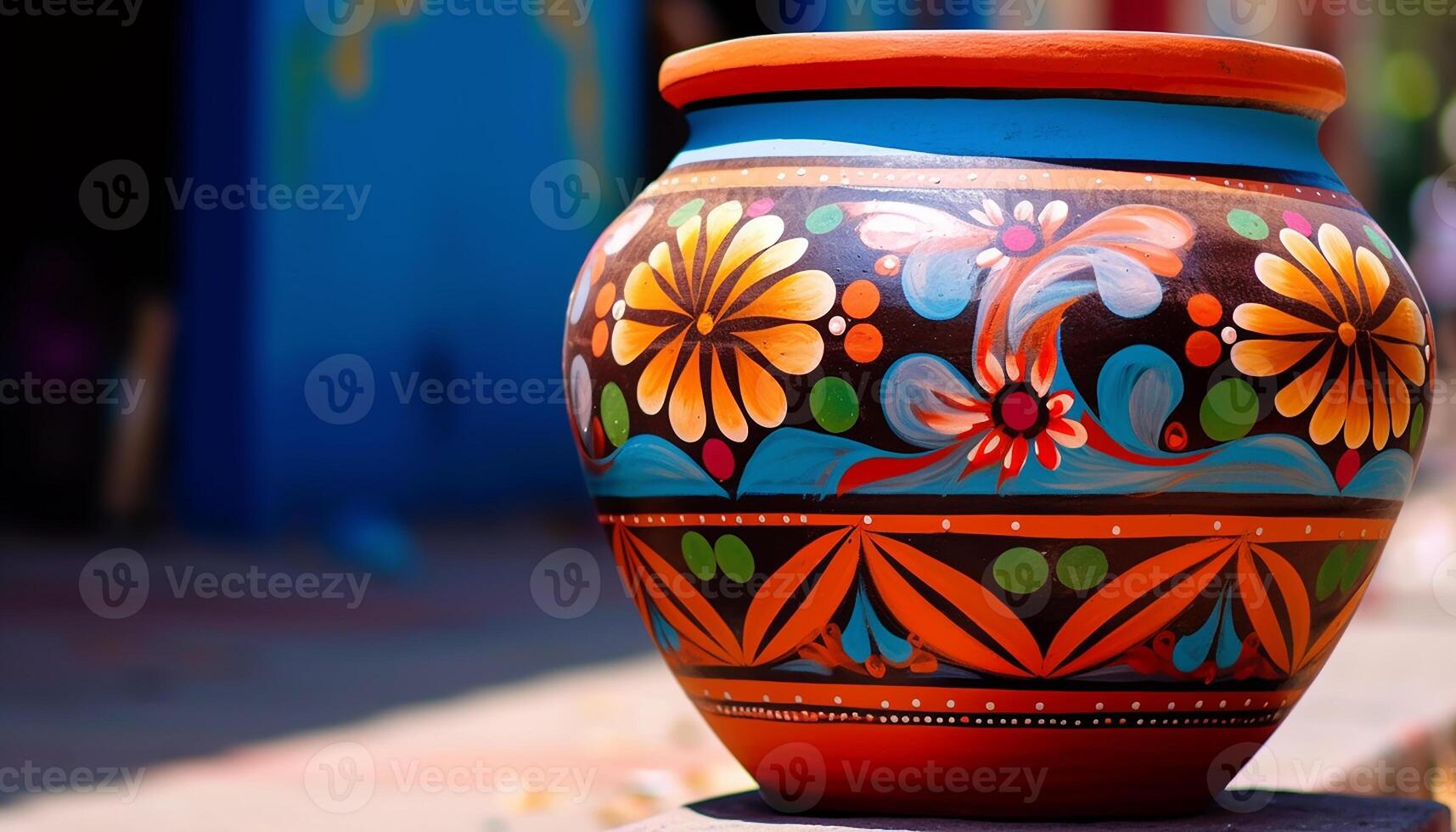 AI generated A colorful terracotta vase, a souvenir from indigenous cultures generated by AI photo