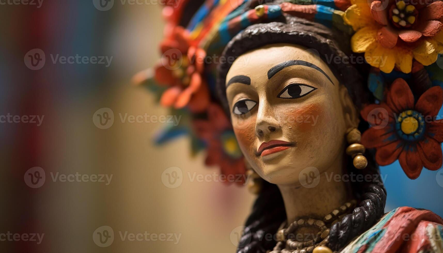 AI generated One woman, beauty in tradition, praying to Hindu god generated by AI photo