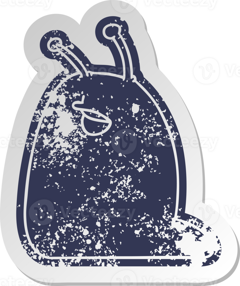 distressed old cartoon sticker of a cute kawaii slug png