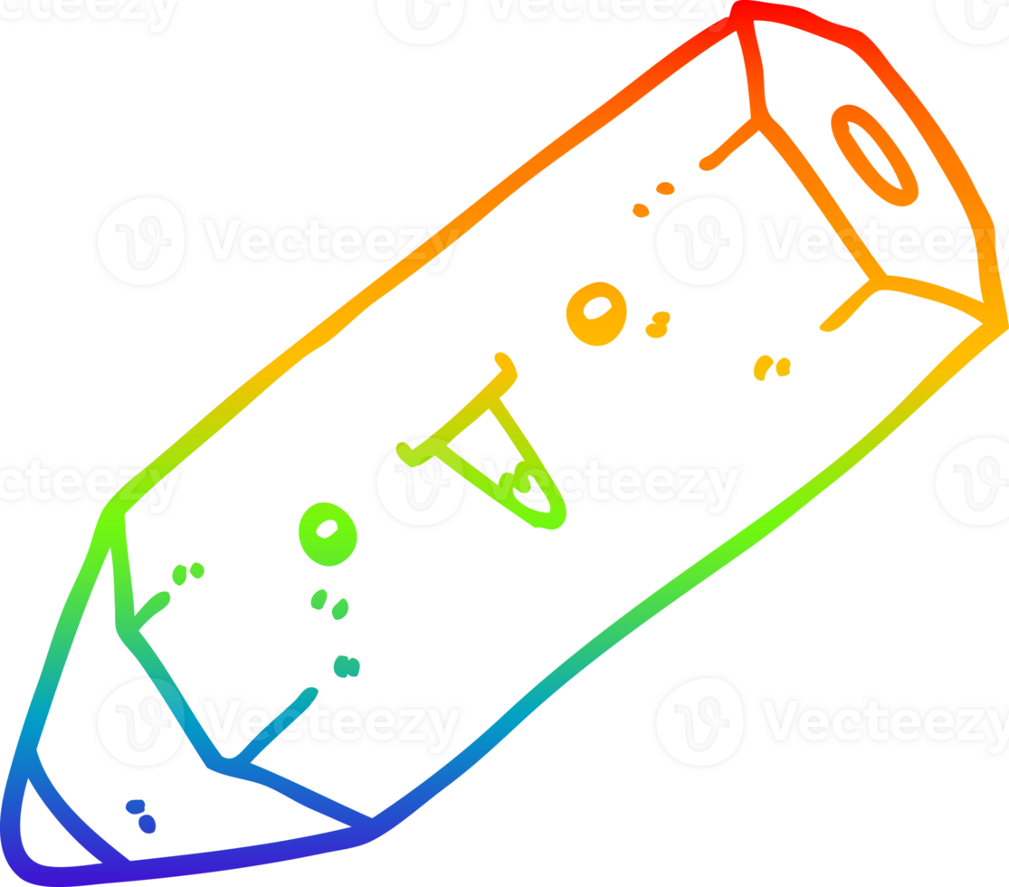 rainbow gradient line drawing of a cute cartoon pencil png