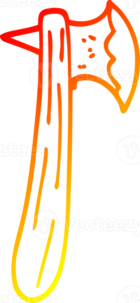 warm gradient line drawing of a cartoon axe png