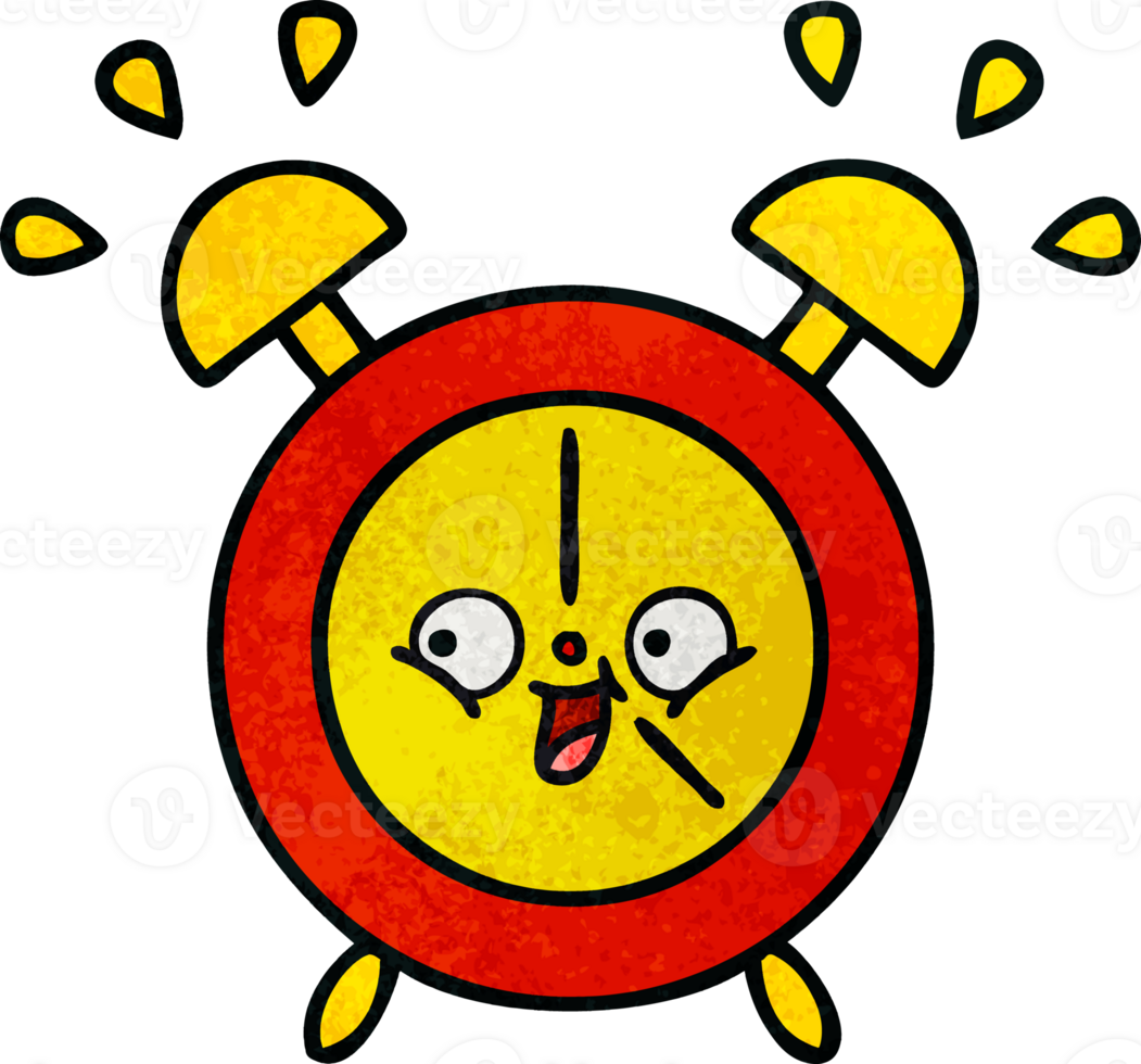 retro grunge texture cartoon of a alarm clock png