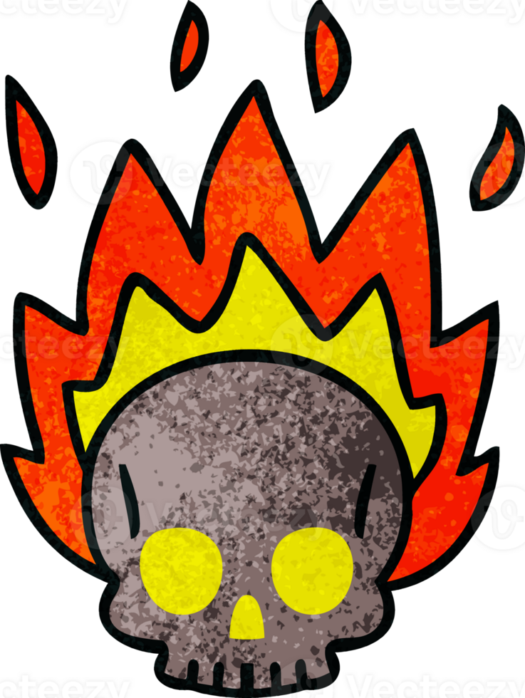 hand drawn quirky cartoon skull png