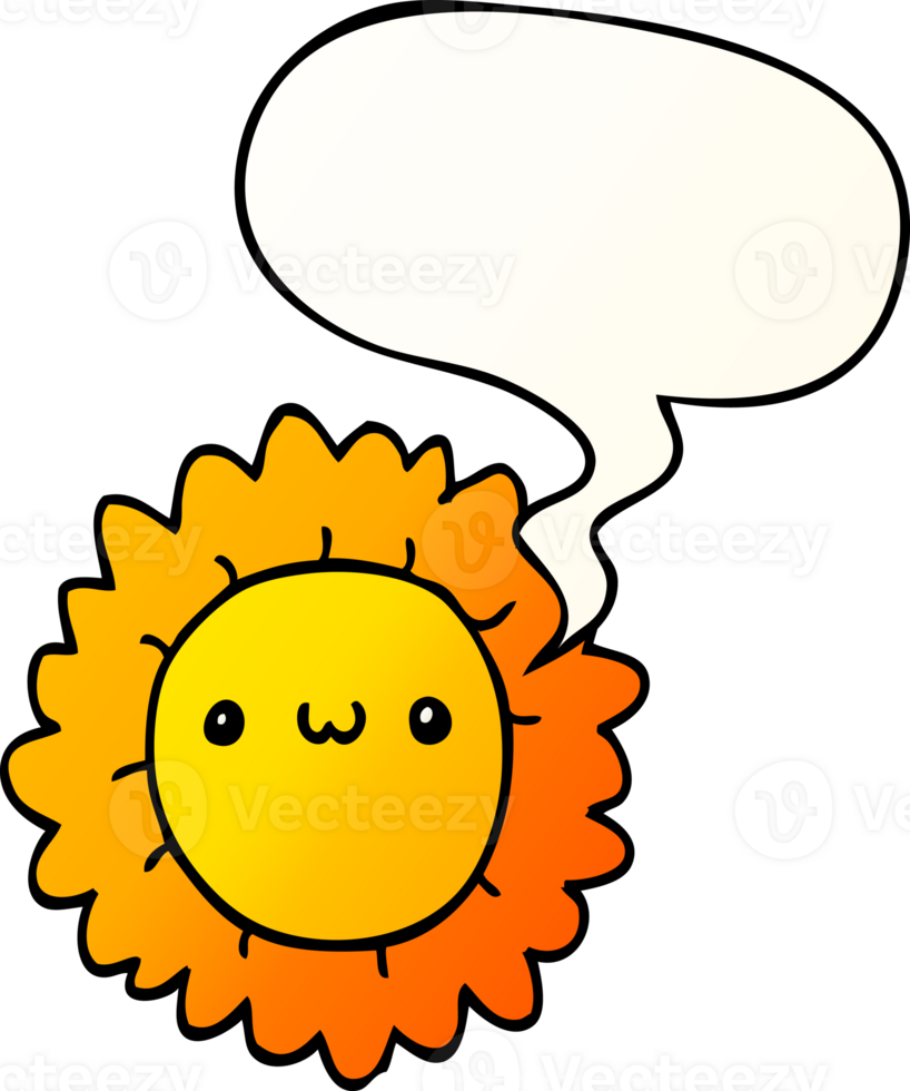 cartoon flower with speech bubble in smooth gradient style png