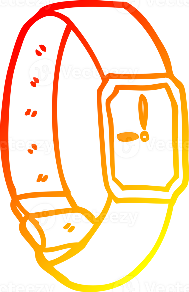 warm gradient line drawing of a cartoon wrist watch png
