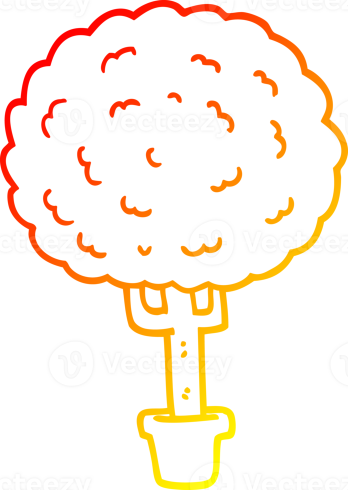 warm gradient line drawing of a cartoon tree png