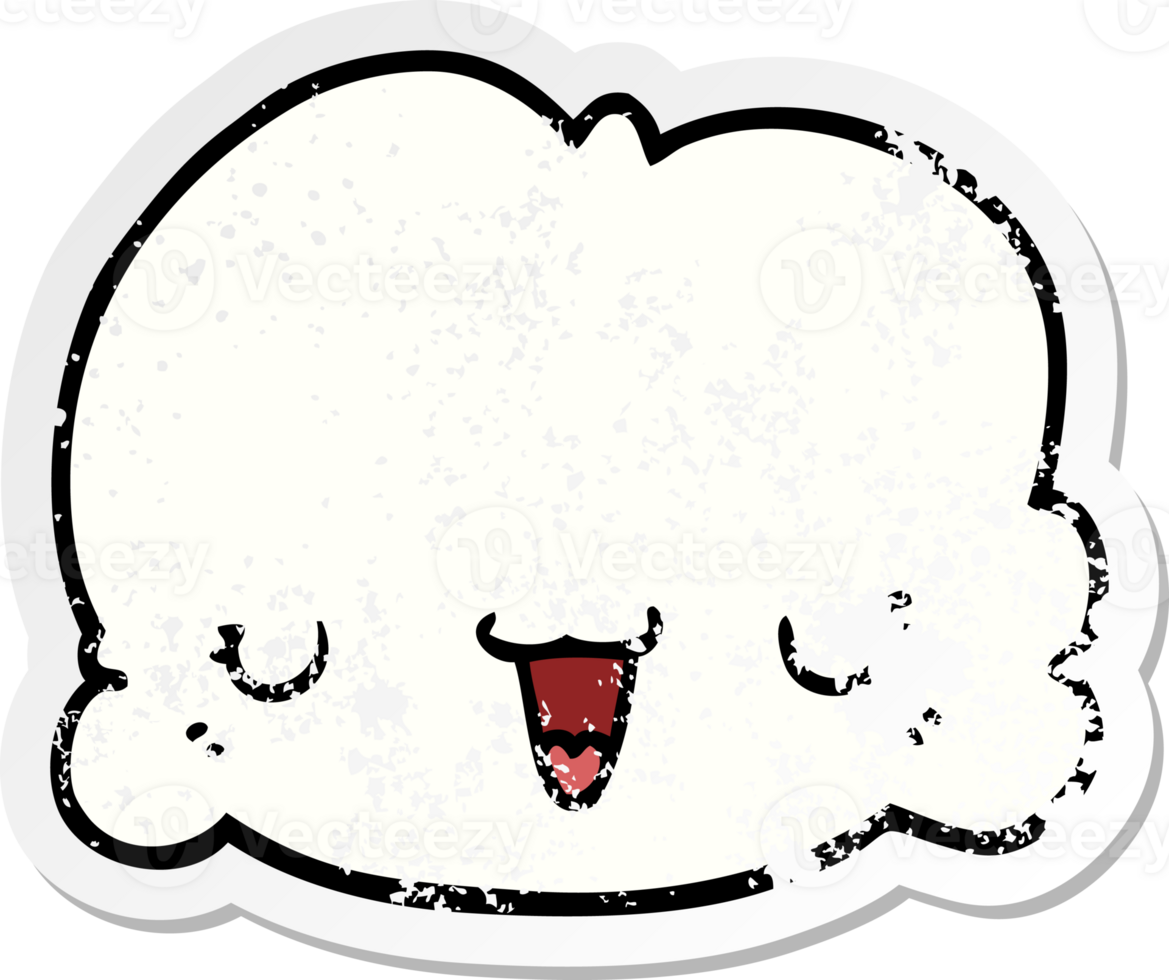 distressed sticker of a cute cartoon cloud png