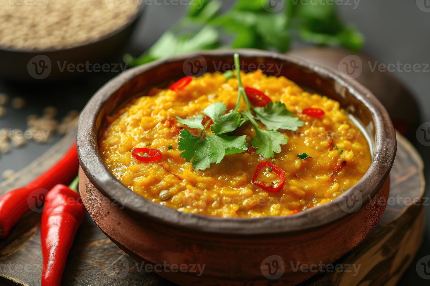 ai generado khichdi o khichri es un plato en sur asiático cocina hecho de arroz y lentejas con numeroso variaciones. generativo ai foto