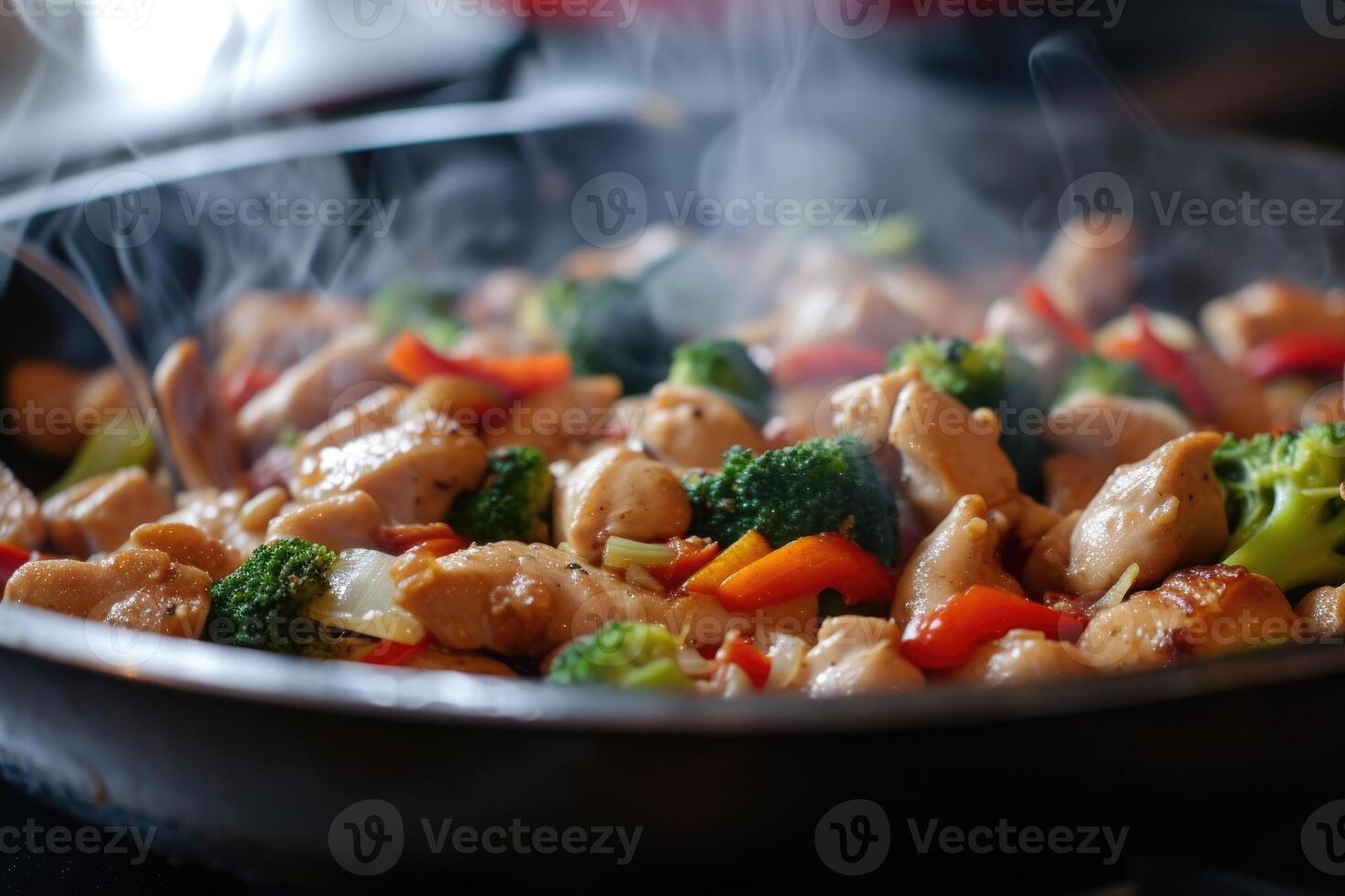AI generated Asian Inspired Eats, Elevating Chicken Stir-Fry. generative ai photo