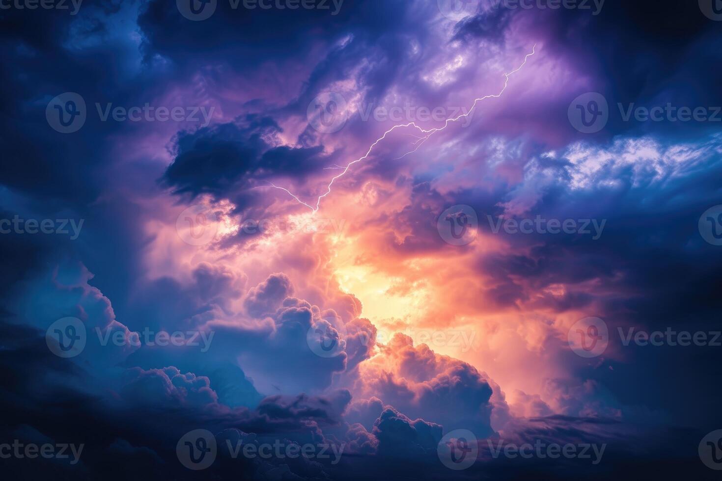 AI generated Lightning. Thunder Cloud Dark Cloudy Sky photo