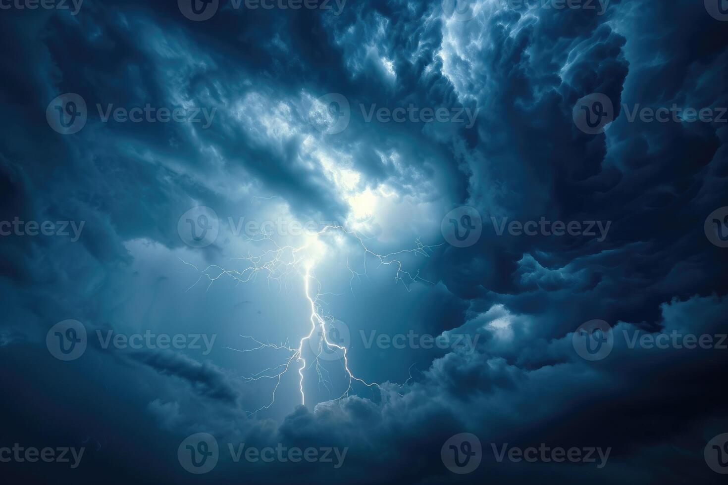AI generated Lightning. Thunder Cloud Dark Cloudy Sky photo