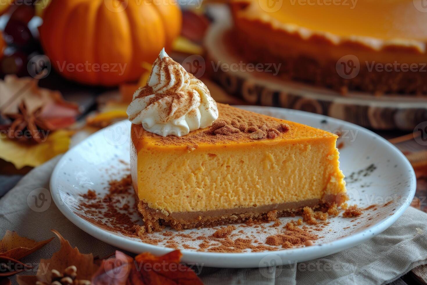 ai generado otoño deleitar, complacer en el riqueza de calabaza especia tarta de queso. generativo ai foto