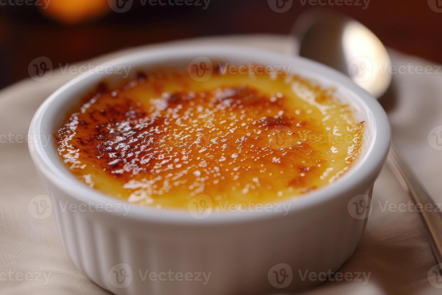 AI generated The Perfect Marriage of Cream and Caramel, Unveiling the Secrets of Creme Brulee. generative ai photo