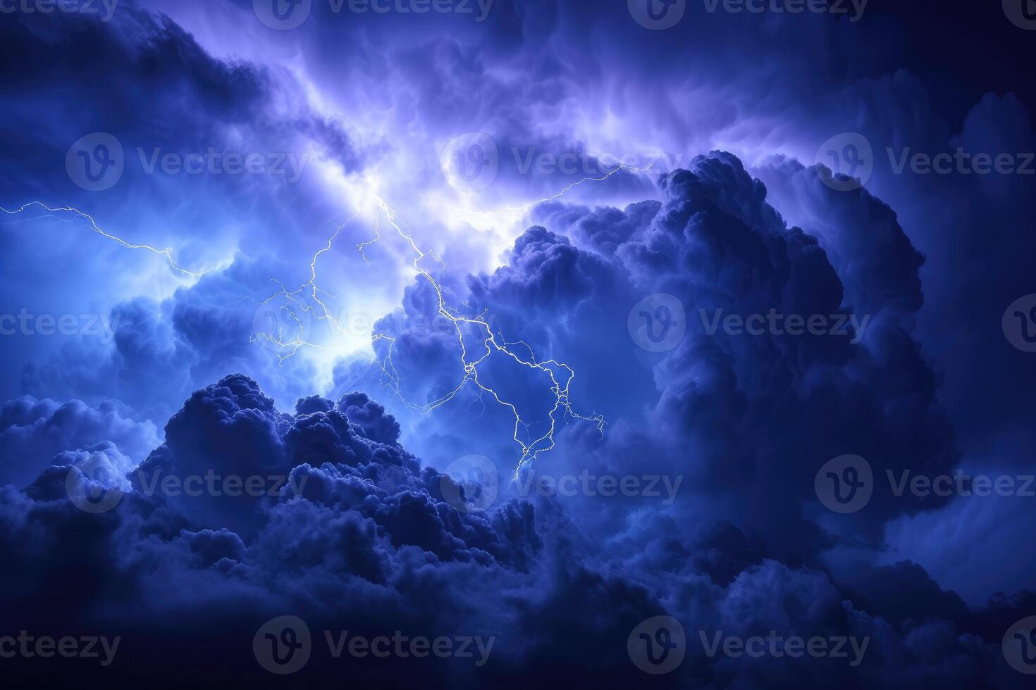 AI generated Lightning. Thunder Cloud Dark Cloudy Sky photo