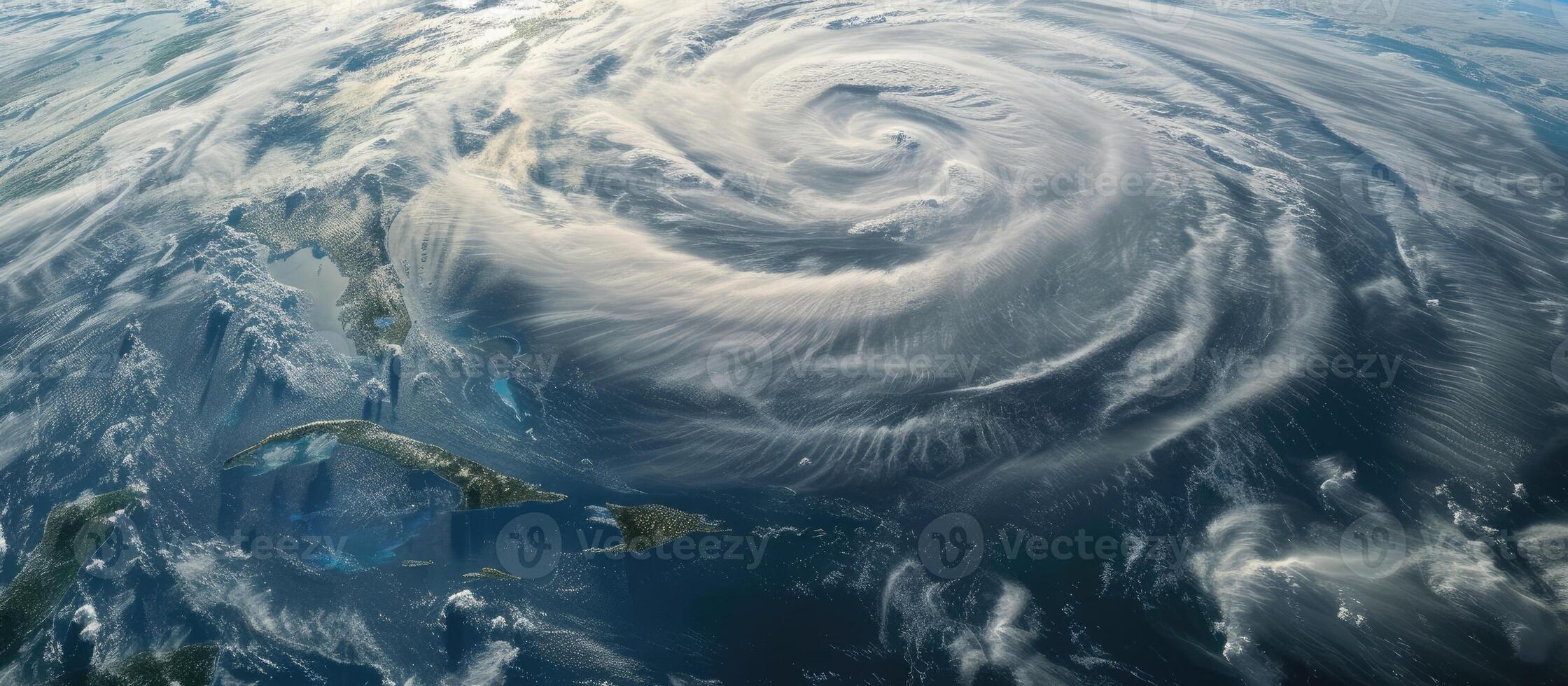 AI generated Hurricane Approaching the American Continent Visible Above the Earth , a View from The Satellite photo