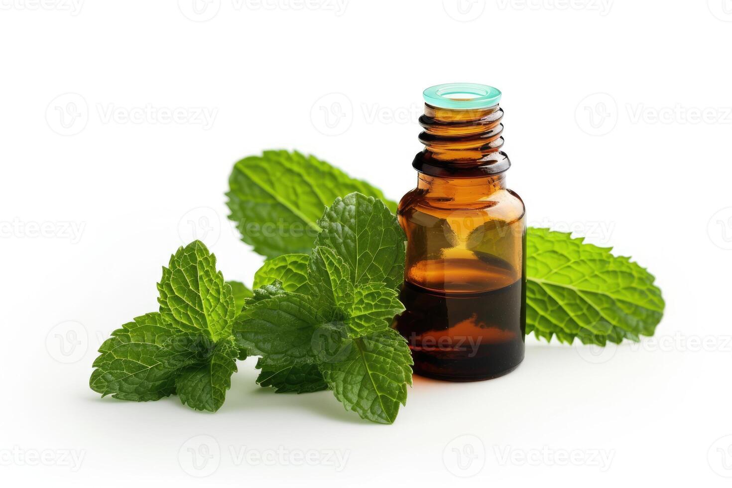 AI generated Aromatherapy Oasis, Rejuvenate with Mint Essential Oil, isolated on white photo