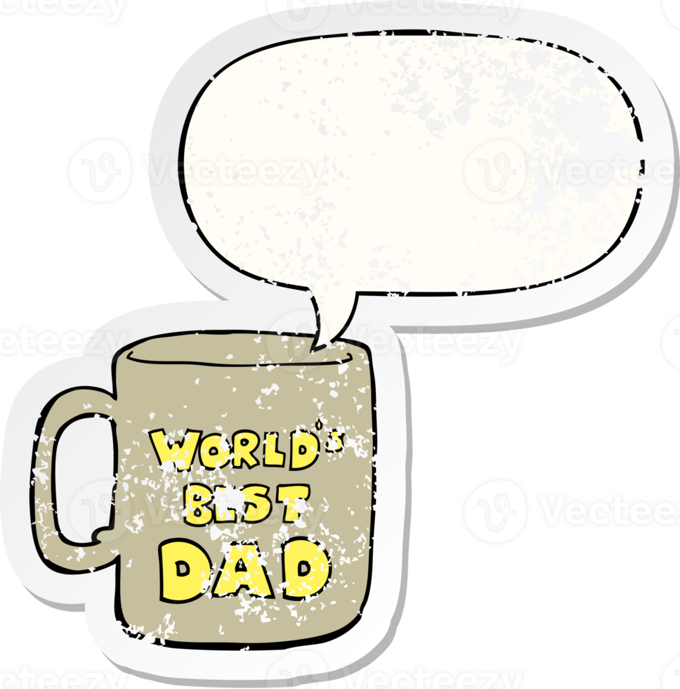 worlds best dad mug with speech bubble distressed distressed old sticker png
