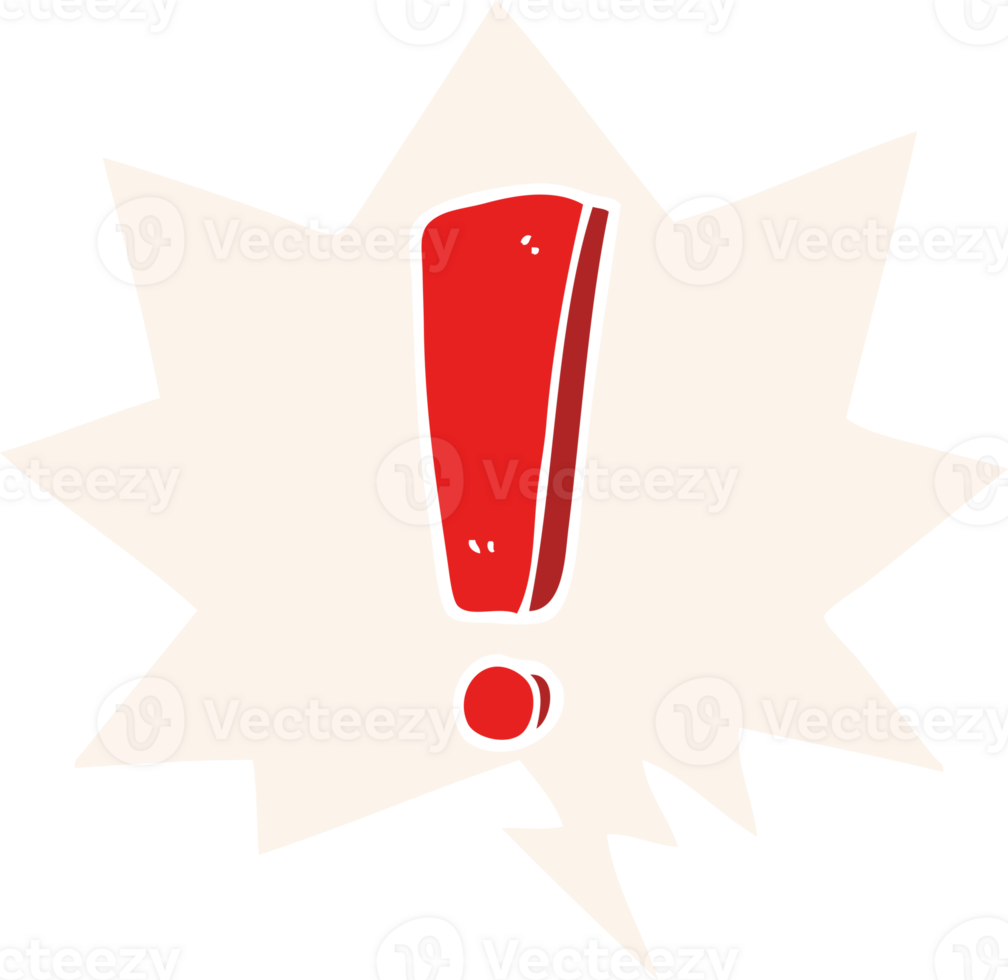 cartoon exclamation mark with speech bubble in retro style png