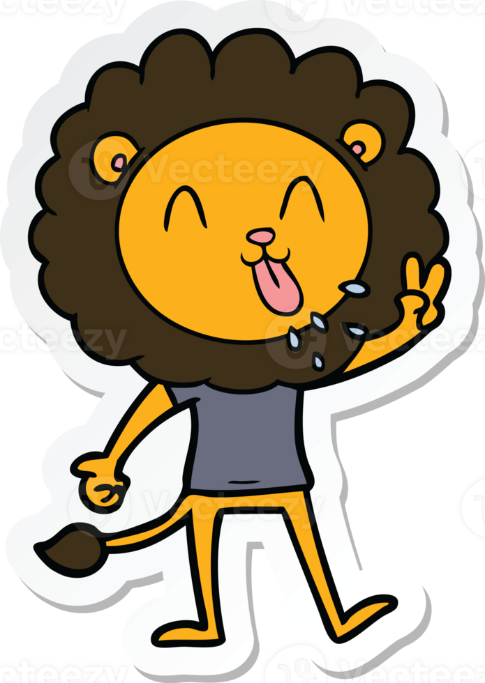 sticker of a happy cartoon lion png