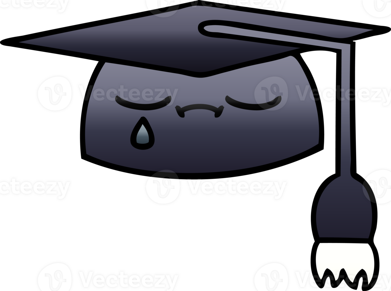 gradient shaded cartoon of a graduation hat png