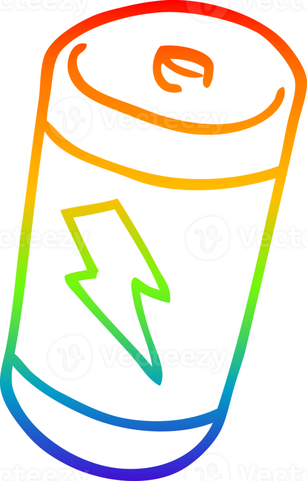 rainbow gradient line drawing of a cartoon battery png