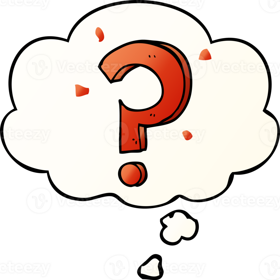 cartoon question mark with thought bubble in smooth gradient style png