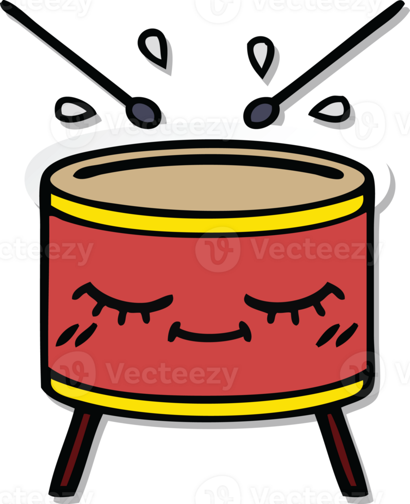 sticker of a cute cartoon drum png