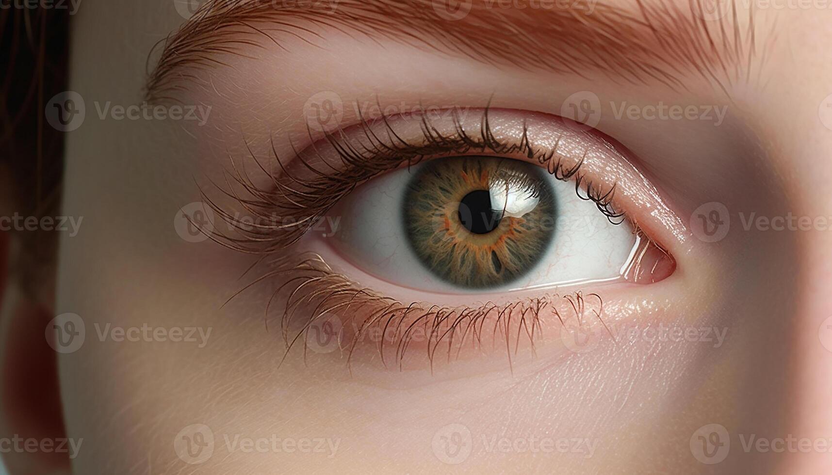 AI generated Young woman close up, blue eyes staring, beauty in nature generated by AI photo