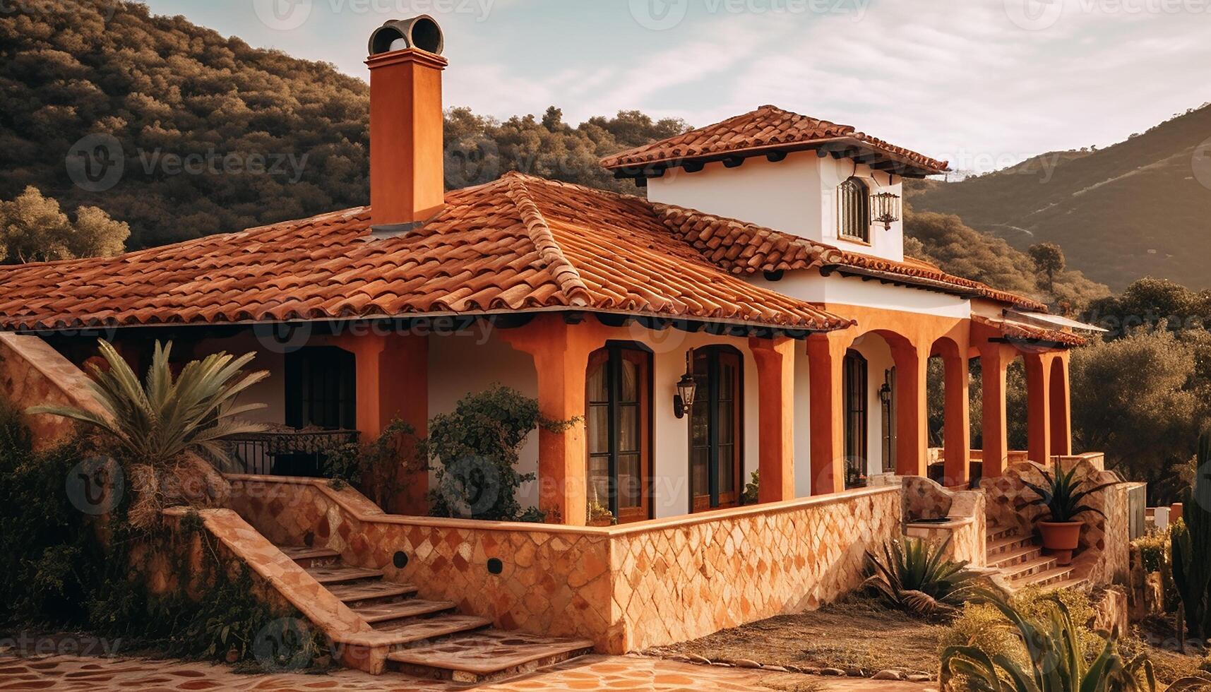 ai generado antiguo capilla con rústico techo, rodeado por verde naturaleza generado por ai foto