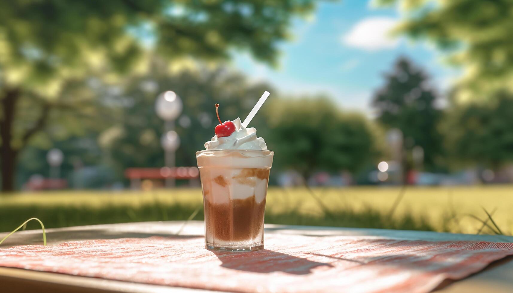 AI generated Refreshing summer drink on a table with fresh food and ice generated by AI photo