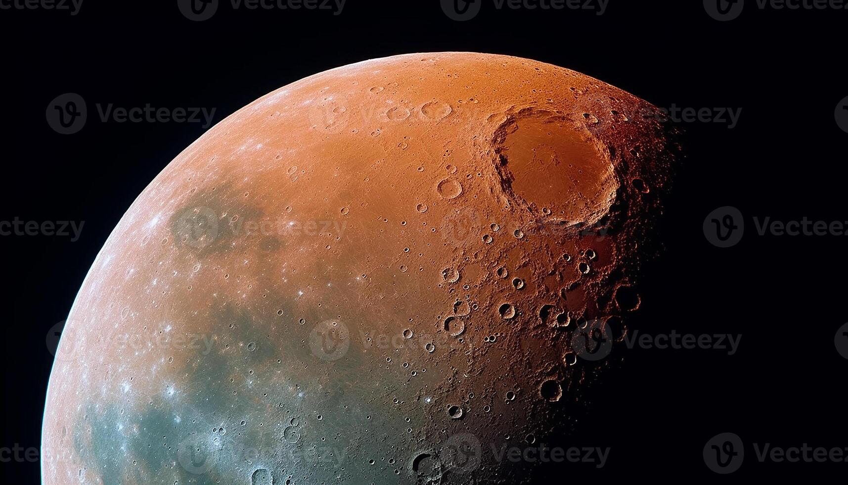 AI generated Night sky glows with moonlight, planets orbiting in space generated by AI photo
