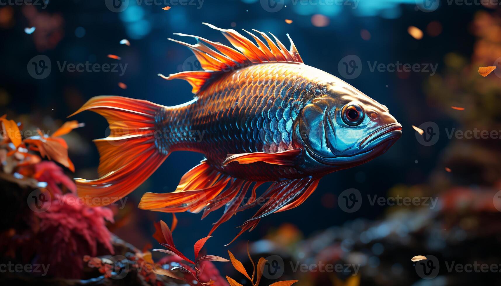 Colorful fish swimming in a tropical underwater paradise generated by AI photo