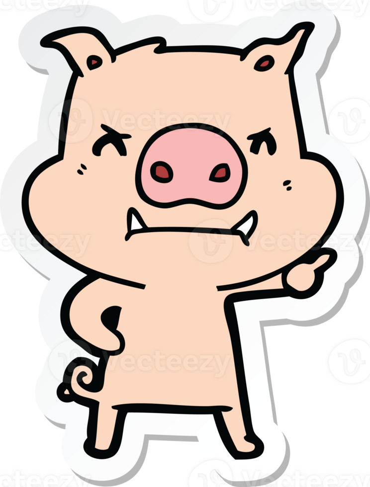 sticker of a angry cartoon pig png