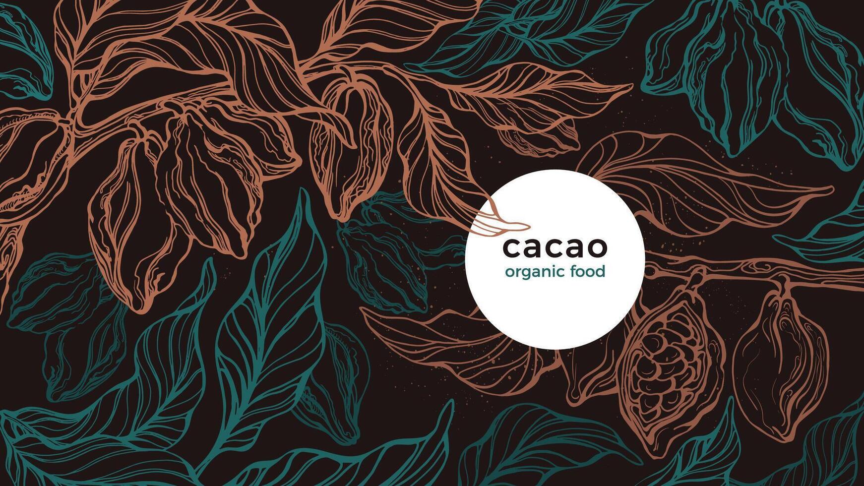 Cocoa. Vector golden design. Tropical template